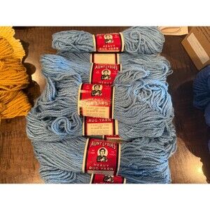 Aunt Lydia's Heavy Rug Yarn Lot of 9 Skeins Medium Blue # 235.